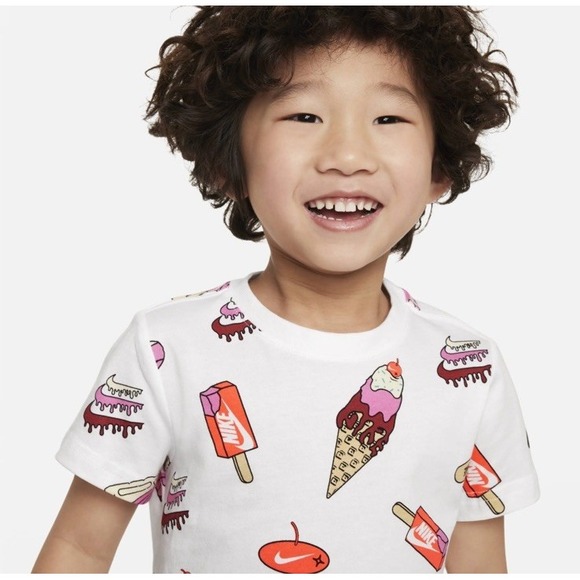 Kids Nike Sole Food Print Basic Short Sleeve T-Shirt Large - Picture 4 of 4